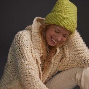 Anthropologie the cashmere collection green beanie hat new without tags